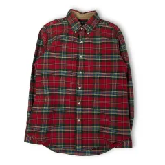 ポロラルフローレン レッド グリーン マルチ チェック 長袖 シャツ L