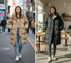 新品 レディース ノーブランド 冬 ダウンジャケット ウェルロン ロング丈 ダウン オーバーサイズ