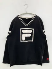 FILA フィラ スウェット M ブラック スウェット ブランドロゴ ライン柄 長袖