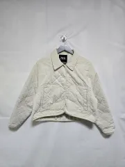 ZARA アイボリー キルティング クロップド ジャケット レディース 90-95 0105
