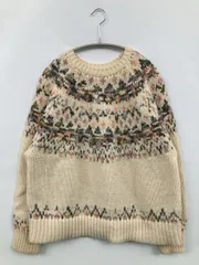 earth music&ecology アースミュージックアンドエコロジー ニット/セーター F アイボリー ウール・ニット ナイロン その他総柄 ミドル丈 長袖 クルーネック(丸首)