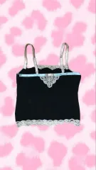 日本 ヴィンテージ レイ ブラック スリーブレス トップス ラブリー もり