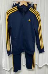 アディダス ネイビー/イェロー 3本線 ジャージ セットアップ