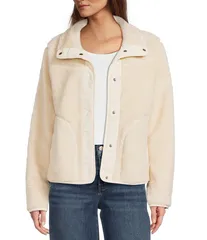 エルエルビーン レディース アウター ジャケット・ブルゾン フリース ジャケット LLBean Sherpa Fleece Stand Collar Long Sleeve SnapFront Cozy Jacket Natural