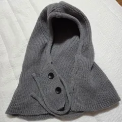 ニット バラクラバ グレー 冬用 帽子