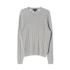 ブルックスブラザーズ ラウンドケーブル ケーブル編み ニット セーター ライトグレー M