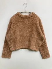 SLY スライ ニット/セーター FREE ブラウン ナイロン 無地 ショート丈 長袖 クルーネック(丸首)