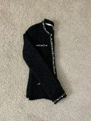 ツイード カーディガン ツイード ジャケット パール バイカラー カラー ZARA COS H&M ミシャ サテン