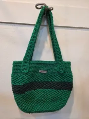 ハンドメイド ニット バッグ グリーン ショルダー