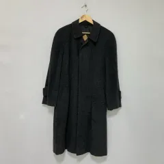 ヴィンテージ カシミア 100% チャコール グレー ロング コート