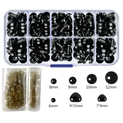 【数量限定】縫製 DIY クラフト プラスチックノーズ 手芸パーツ 動物鼻 さし鼻 手作り パーツ (さし目 目玉 ぬいぐるみ 6mm/8mm/9mm/10mm/12mm/9*11mm/7*9mm ドールアイ 135個入り) さし目