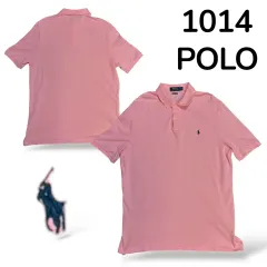 ポロ スモール ロゴ カラ PK 半袖T ピンク L クラシックフィット
