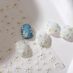 ネイルステッカー 2枚セット｜3D立体デコ 春・和風小花・蝶・リボン｜セルフネイル用 ネイルデコレーションシール｜簡単アート はがせる おしゃれ 人気 (3687) 1