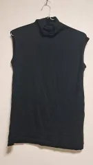 ブラック タートルネック ノースリーブ Tシャツ