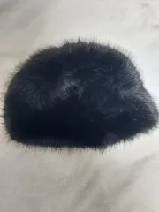 ブラック フェイクファー 帽子