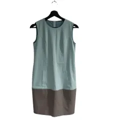 フォクシーニューヨーク FOXEY NEW YORK ワンピース コクーン バイカラー ノースリーブ ミニ 38 青 ブルー グレー ■TCのサムネイル