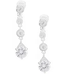 アンクライン レディース アクセサリー ピアス・イヤリング Anne Klein Crystal Linear ClipOn Earrings Silver シルバーのサムネイル