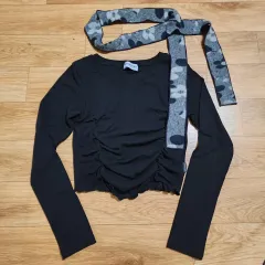 スカーフ シャーリング トップス