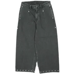 新品 Omar Afridi オマールアフリディ 23SS RIVETED WIDE CROPPED DENIM TROUSERS リベットワイドデニムパンツ OA-SS23-TRS-104-01 48 SHADED BLACK ジップフライ ジーンズのサムネイル