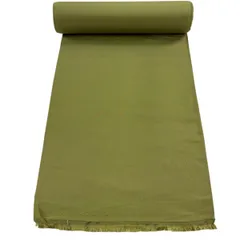 反物 秀品 色無地 地紋 鶯色 正絹 【中古】