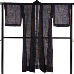 【美品】 道中着 身丈126cm 裄丈61.5cm S 和装コート 縦ぼかし柄 濃紫 正絹 逸品 【中古】