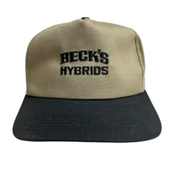 【キャップ/帽子】USA製 80-90s BECK'S HYBRIDS（ベックス・ハイブリッズ）ビンテージ トラッカーキャップ ベージュ　ブラック 黒 US製 アメリカ製 Made in USA