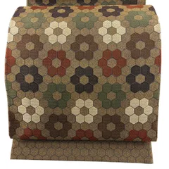 【美品】 袋帯 名品 亀甲 金糸 薄茶色 六通 正絹 【中古】