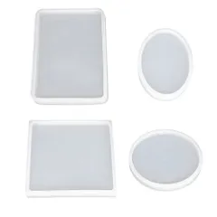 【特価商品】パーツ 作成 アクセサリー 道具 ネックレス 4個セット 抜き型 楕円 丸 エポキシ樹脂 長方形 UVレジン 正方形 シリコンモールド 樹脂粘土 レジン型