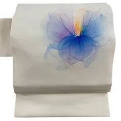 【美品】 名古屋帯 秀品 落款 花 クリーム 正絹 【中古】