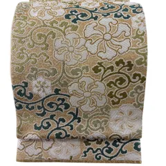 袋帯 逸品 花唐草 金糸 箔 金色 六通 正絹 【中古】