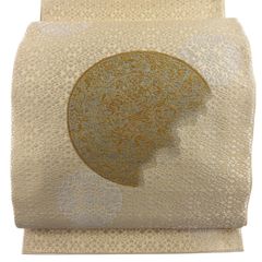 袋帯 美品 逸品 じゅらく 落款 玉蟲貴人 桜華宝扇文 桜 菊 金糸 箔 焦茶色 お太鼓柄 正絹 【中古】