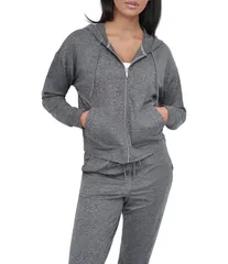 ダナキャラン レディース アウター コート パーカー DKNY Sport by Donna Karan Spacedye Full Zip Long Sleeve Hoodie Black Spacのサムネイル
