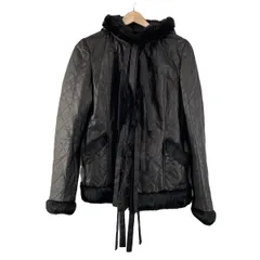 INGEBORG(インゲボルグ) コート サイズ13 L レディース - 黒 長袖/レザー/ラビットファー/キルティング/中綿/冬