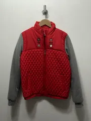 LYNX スポーツ キルティング ダウン ジャケット レッド/グレー 95