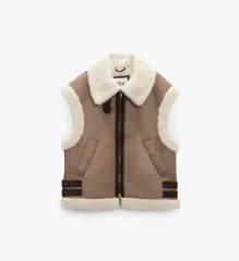 新品) ZARA ザラ ムートン ダブル サイド フェイク ファー ジャケット ベスト ベスト XS