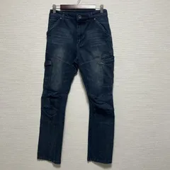 (^w^)b Field Core フィールドコア ストレートデニム デニム ジーンズ ストレートレッグ カーゴポケット オールシーズン ワークパンツ 綿 レーヨン ポリウレタン 濃紺 インディゴブルー ダークネイビー メンズ サイズ L OM11486HG