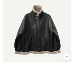 オーバーサイズ ハイネック ムートン ジャケット