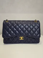 ラックスオール CHANEL キャビア Classic ラージ ネイビー ショルダーバッグ A58600