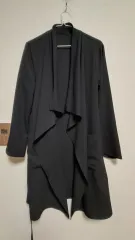 ブラック ドレープ ロング カーディガン コート