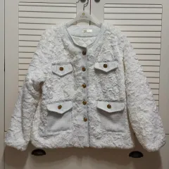 ツイード 白 ファー ジャケット