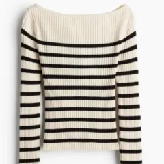 H&M ストライプ オフショルダー ニット