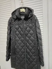 マイケルコース ブラック WHO フード キルティング ダウン コート