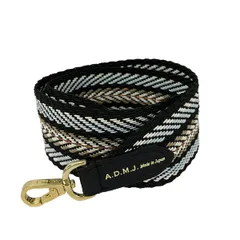 AccessoiresDeMademoiselle(ADMJ)(アクセソワ・ドゥ・マドモワゼル) ショルダーストラップ美品  ライトブルー×黒×マルチ コットン、牛革