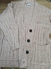 マンゴ ピンク ニット ロング カーディガン