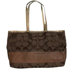 COACH ブラウン ファブリック ショルダーバッグ