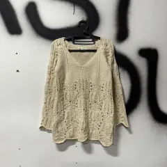 VTG ヴィンテージ モリ アイボリー エンブロイダリー ケーブル編み ニット