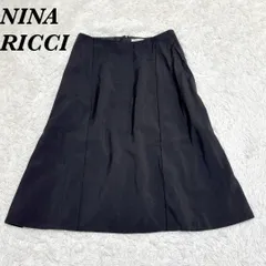 【美品】NINA RICCI 麻100％フレアスカート 36 S ブラックのサムネイル