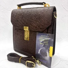 【極美品】amilet/アミレット 2way ハンドバッグ/ショルダーバッグ オーストリッチ ダイヤルロック 斜め掛け/クロスボディ ブラウン