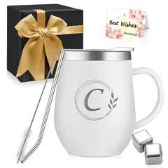 【新品】 名前 イニシャル入り 誕生日 敬老の日 プレゼント 女性 男性 取っ手付き タンブラー ギフト ステンレス製 コーヒマグカップ 蓋付き 保温保冷 350ml 化粧箱入り 母の日 父の日 恋人 姉妹 友達 上司 父親 母親 プレゼント 就職 退職 
