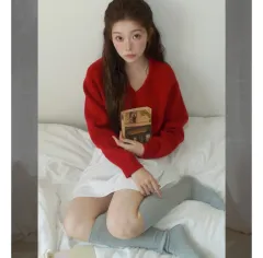 디어먼트 겨울 Vネック 니트